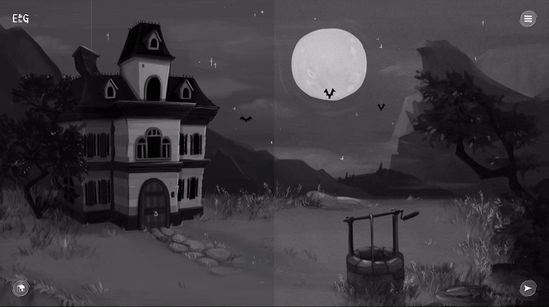 Animated scenery of Edward and the Ghost where the OldFilmFilter is used